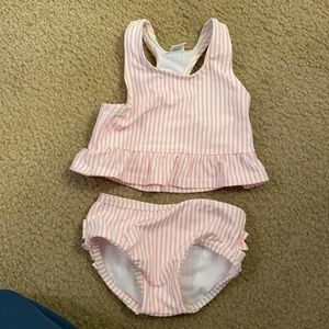 Girls pink ruffle butt 2 piece